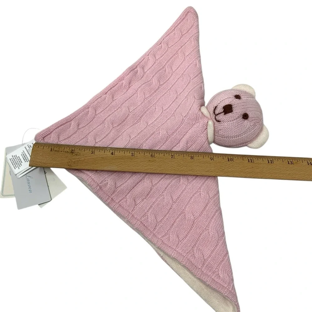 Ralph Lauren Baby Cashmere Pink Bear Lovey Security Blanket Luxury Soft Plush